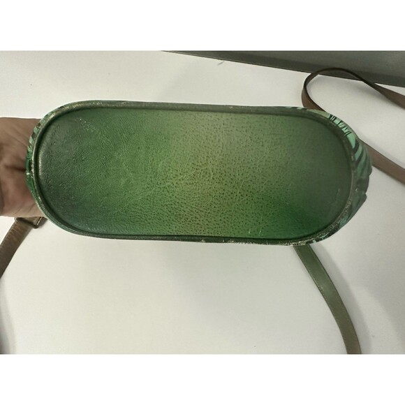 Anuschka Hand Painted Leather Handbag Peacock Floral Design Crossbody Purse - Picture 12 of 15